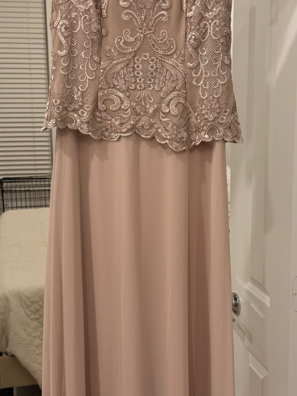 Alex Evenings Embroidered Lace Bodice Gown in Dusty Rose
